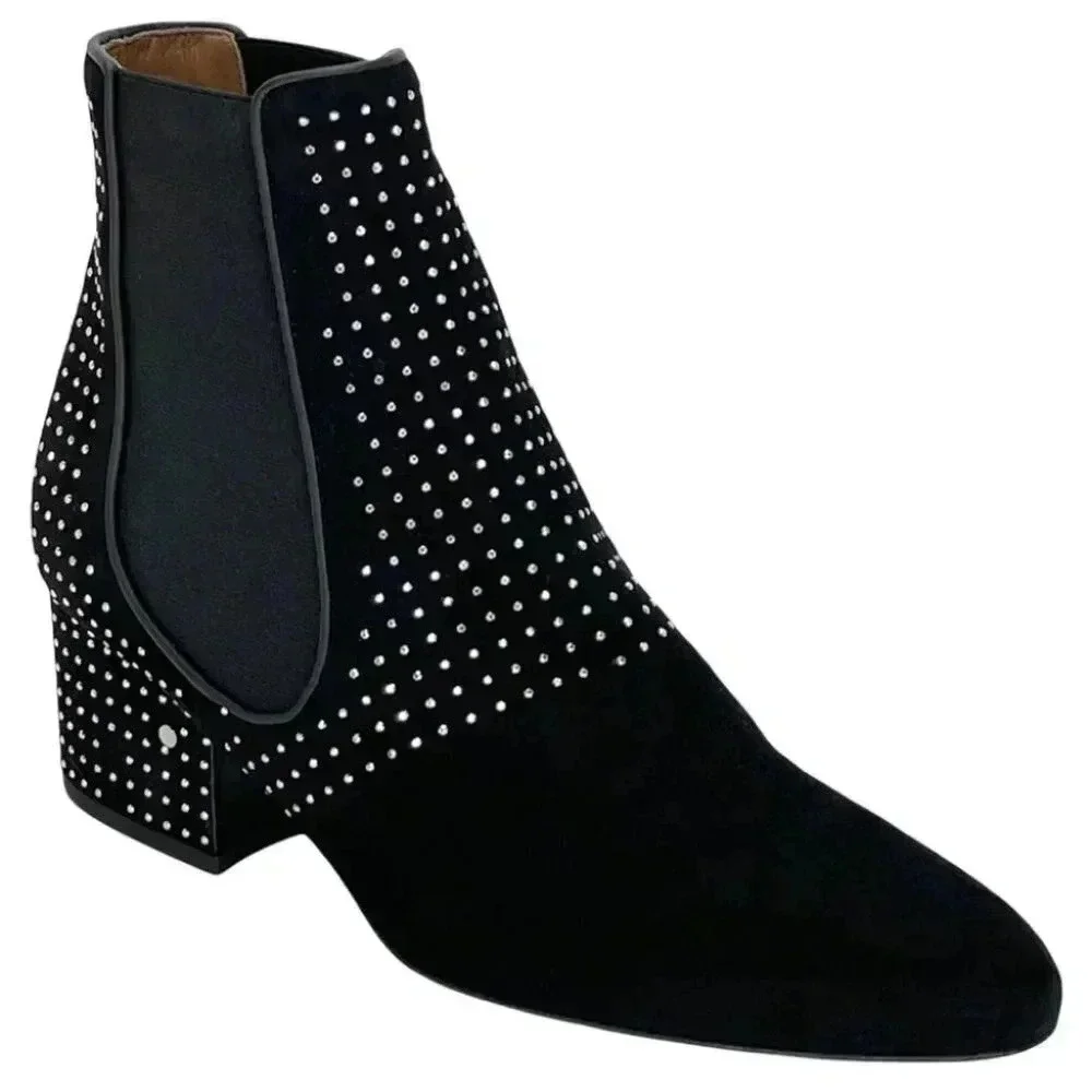 Laurence Dacade Rocco Black Suede Studded Womens Booties Size 7.5M EU 38.5
